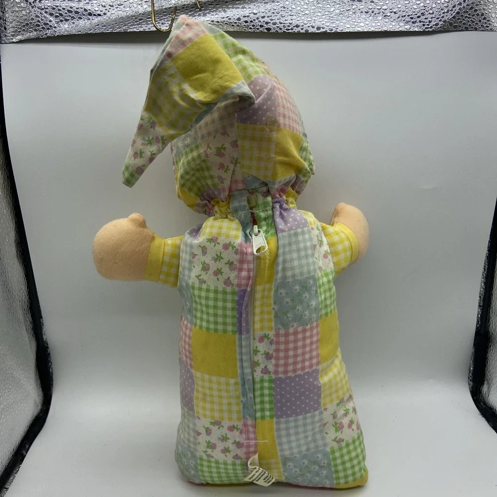 Luv n Care Baby Doll Plush Patchwork Pastel Gingham Bonnet Zip Back Blue Eye